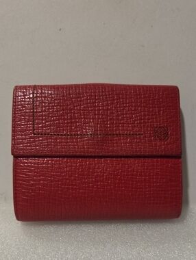 Loewe Anagram Red Textured Leather Bifold Wallet